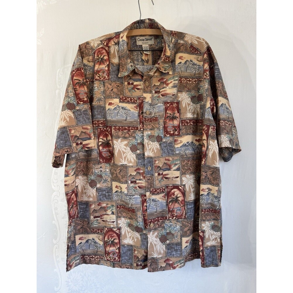 Cooke Street Honolulu Shirt Mens XL Palm Trees Vintage Short Sleeve Cotton